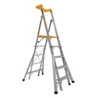 GORILLA Compact Aluminium Adjustable Platform Ladder 150kg 1.45m - 2.35m