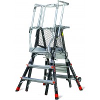 LITTLE GIANT Safety Cage Adjustable Fibreglass Platform Ladder 3ft - 5ft 0.9m - 1.5m
