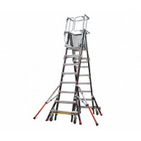 LITTLE GIANT Safety Cage Adjustable Fibreglass Platform Ladder 8ft - 14ft 2.4m - 4.2m