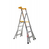 GORILLA Compact Aluminium Adjustable Platform Ladder 150kg 1.15m - 1.75m
