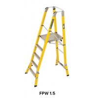 BRANACH Fibreglass WorkMaster 550mm Safety Platform Ladder 5 Step 1.5m Platform Height