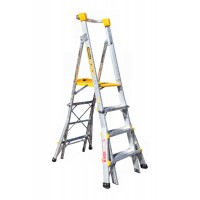 GORILLA Aluminium Adjustable Platform Ladder 180kg 1.2m - 1.8m
